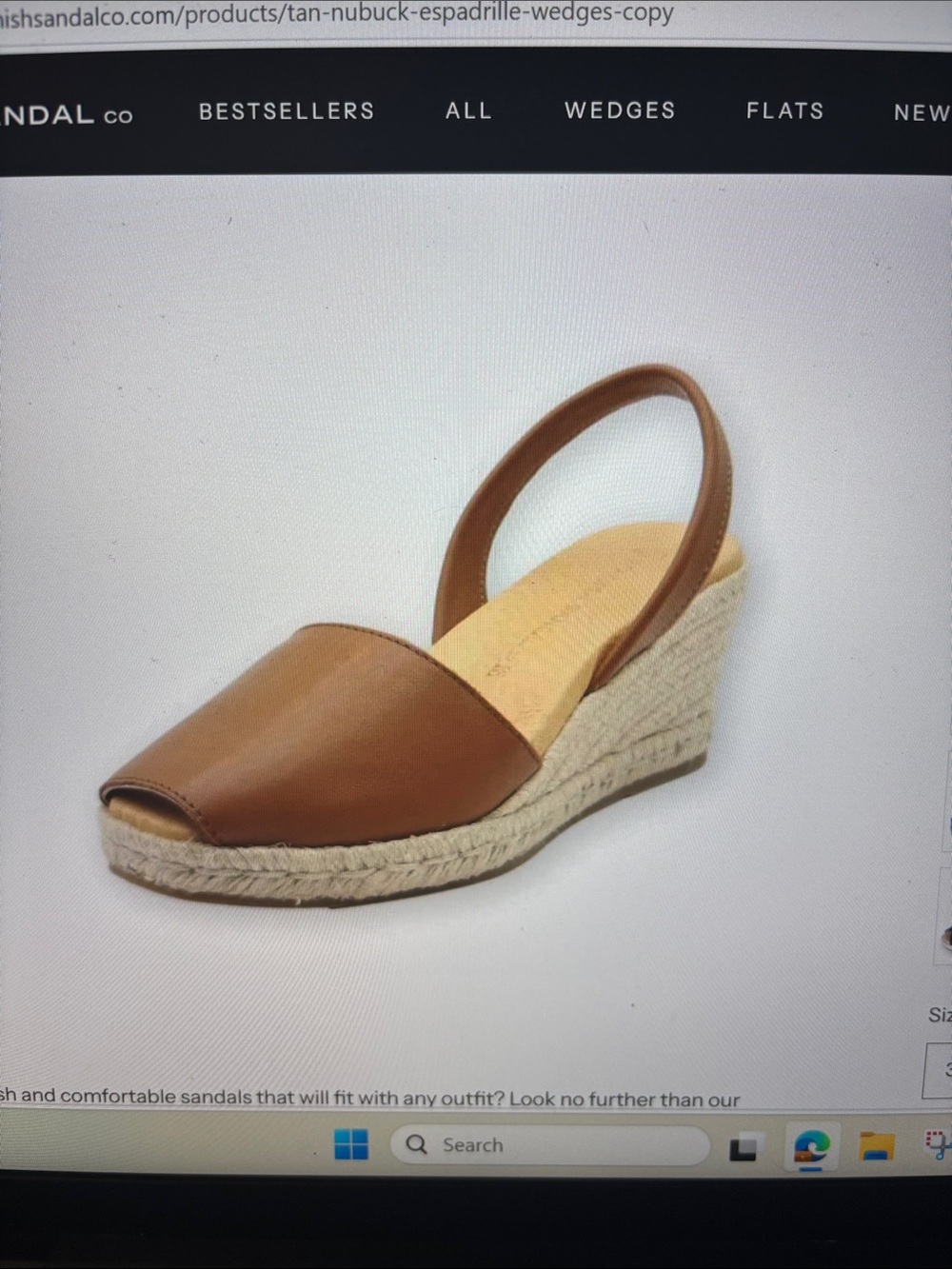 Spanish Sandal Company leather espadrille wedge sling back